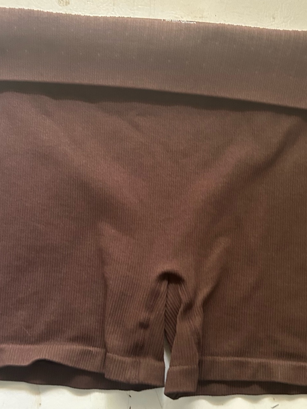 Ribbed High-Waist Bike Shorts in Deep Brown